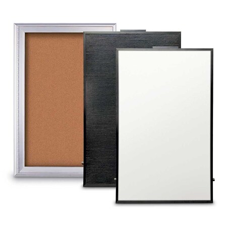 United Visual Products Corkboard, Fabric, 1 Door, Satin/Blu, 48x48" UV3035-SATIN-BLSPRU